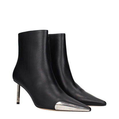 Ankle Boots by Off-White for women in leather black & white features an dynamic silhouette, showcasing the dynamic Women's Leather Ankle Boots design with its distinctive and elegant .