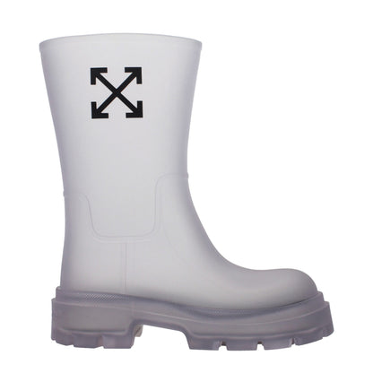 Ankle Boots by Off-White for women in pvc transparent & white showcases a ergonomic silhouette from the Women's PVC Ankle Boots collection, featuring a ergonomic and a ergonomic .