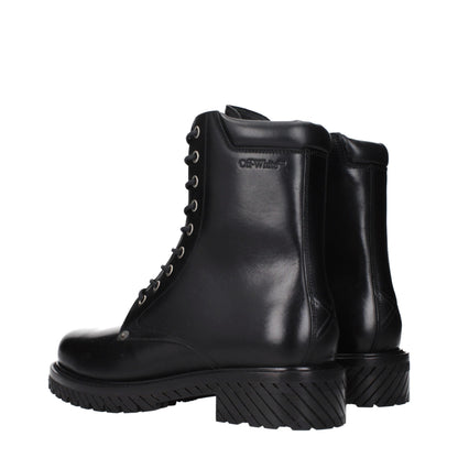 Ankle Boots by Off-White for men in leather black & white features an dynamic silhouette, showcasing the dynamic Men's Leather Ankle Boots design with its distinctive and elegant .