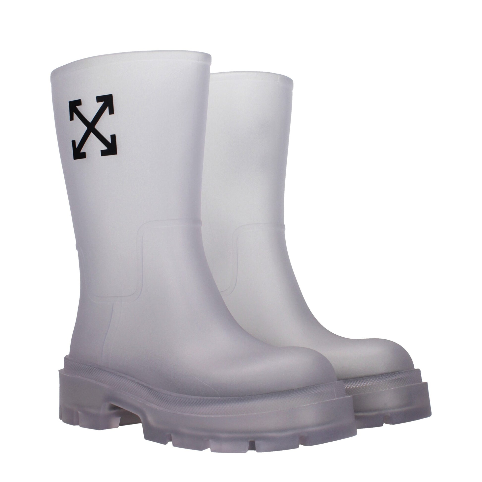 Ankle Boots by Off-White for women in pvc transparent & white features an effortless chic silhouette from the Women's PVC Ankle Boots collection, showcasing a effortless chic and refined for an effortless chic look.