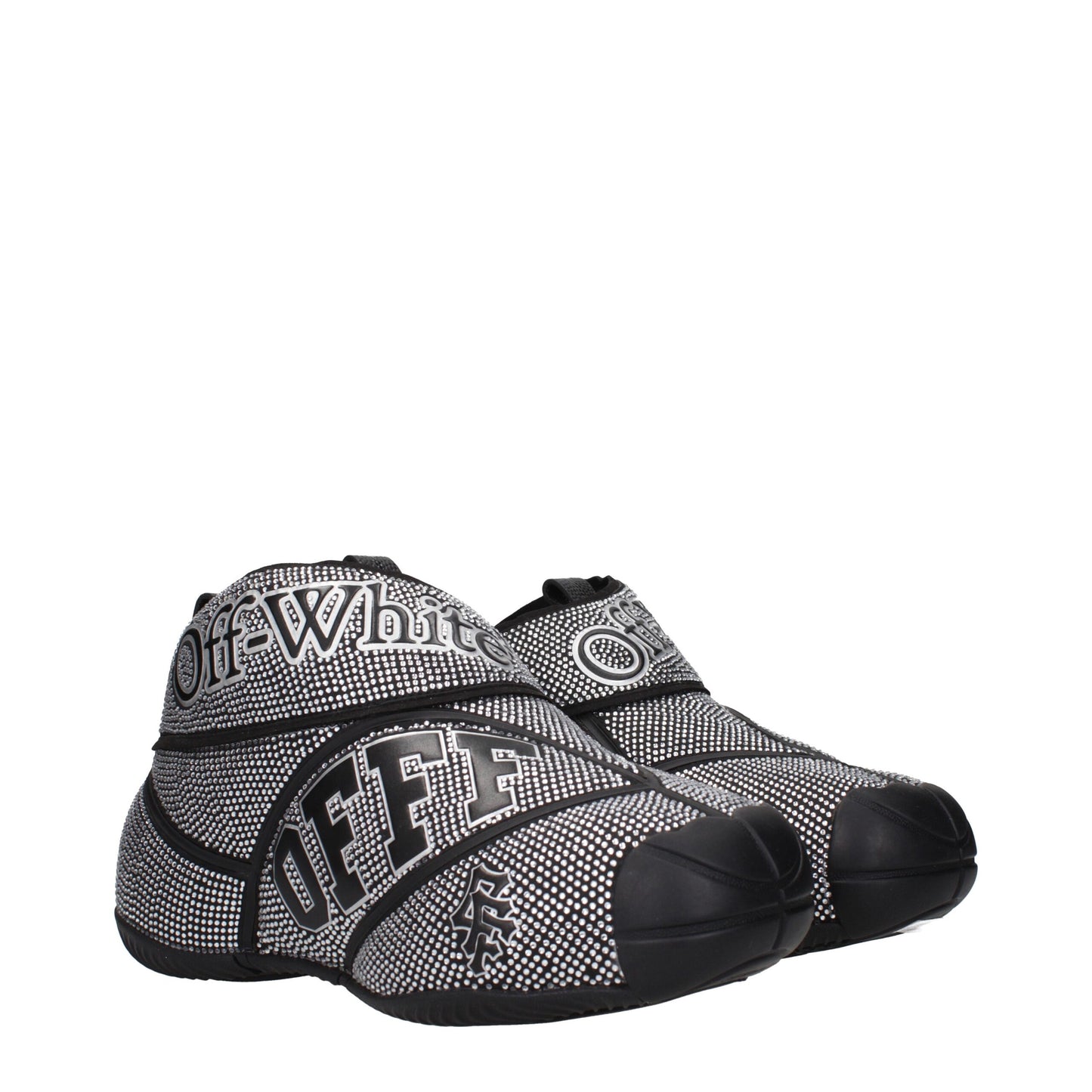 Sneakers by Off-White for men in cotton & rhinestone black & white presents a on trend silhouette from the Men's Fashion Cotton & Rhinestone Sneakers collection, showcasing a on trend fashion style for an elevated aesthetic.