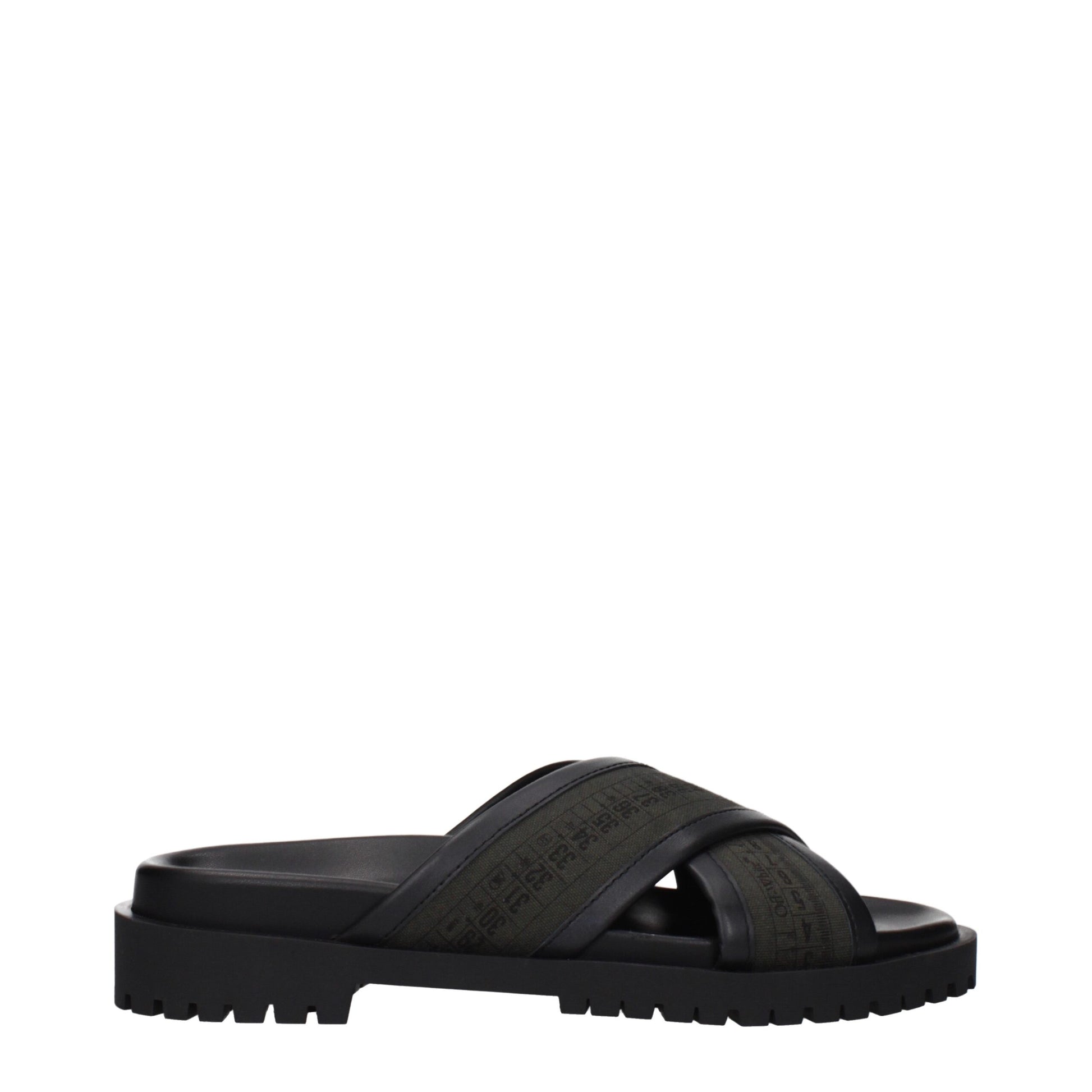 Flat Sandals by Off-White for men in fabric green & white features an statuesque Men's Fabric Flat Sandals silhouette with a refined flat and elegant .