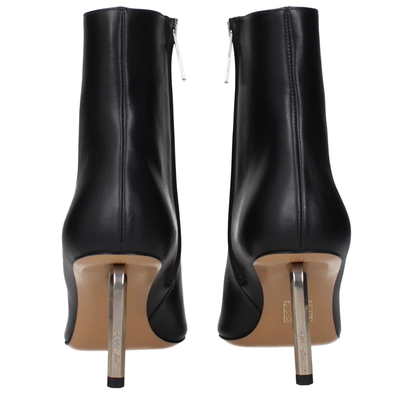 Ankle Boots by Off-White for women in leather black & white features an avant-garde Women's Leather Ankle Boots silhouette, defined by a sophisticated and a avant-garde .