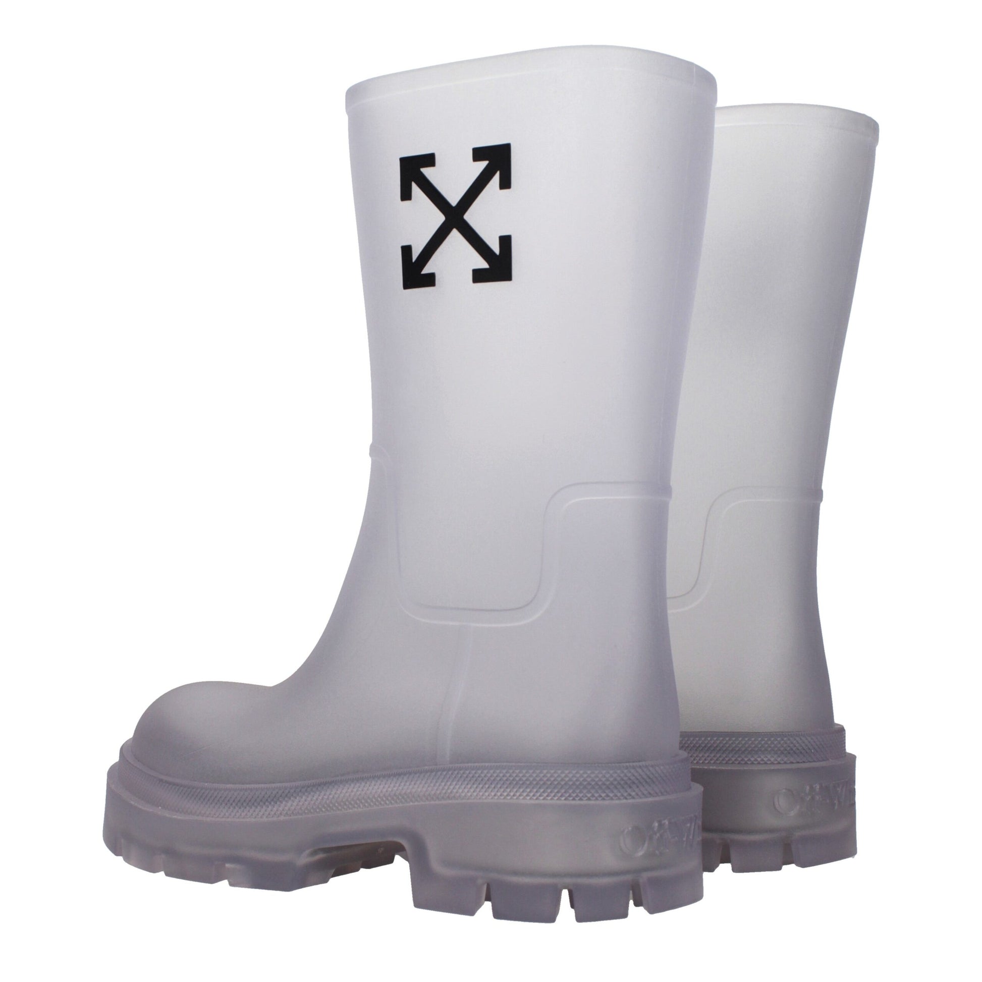 Ankle Boots by Off-White for women in pvc transparent & white features an dynamic silhouette, showcasing the dynamic Women's PVC Ankle Boots design with its distinctive and elegant .