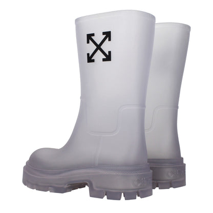 Ankle Boots by Off-White for women in pvc transparent & white features an dynamic silhouette, showcasing the dynamic Women's PVC Ankle Boots design with its distinctive and elegant .