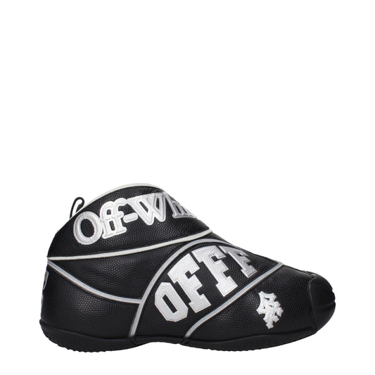 Sneakers by Off-White for men in leather black & white features a chic design, perfectly showcasing the chic high-top style of this Men's High Top Leather Sneakers.