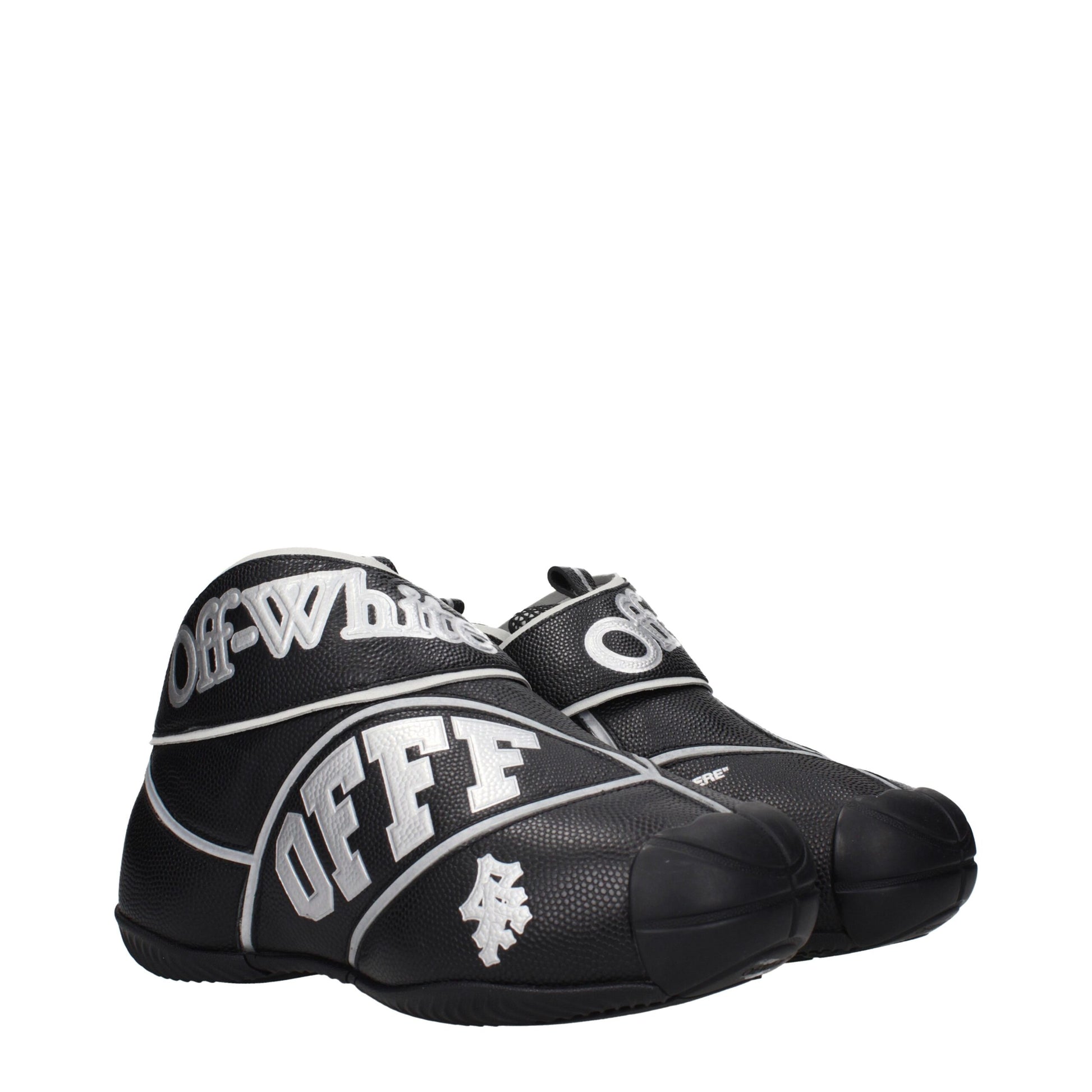 Sneakers by Off-White for men in leather black & white features an versatile design from the Men's High Top Leather Sneakers collection, highlighting a versatile high-top style for a premium, high-fashion look.