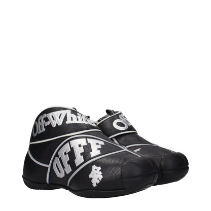 Sneakers by Off-White for men in leather black & white features an versatile design from the Men's High Top Leather Sneakers collection, highlighting a versatile high-top style for a premium, high-fashion look.