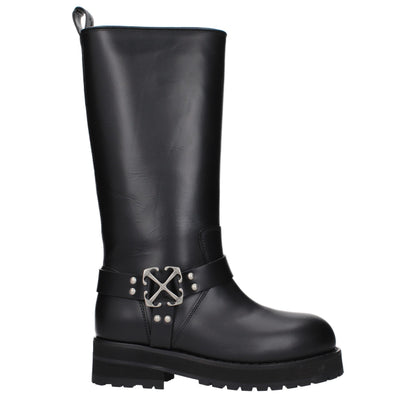 Flat Boots by Off-White for women in leather black & white features an enchanting design from the Women's Leather Flat Boots collection, highlighting a enchanting flat and for a refined look.