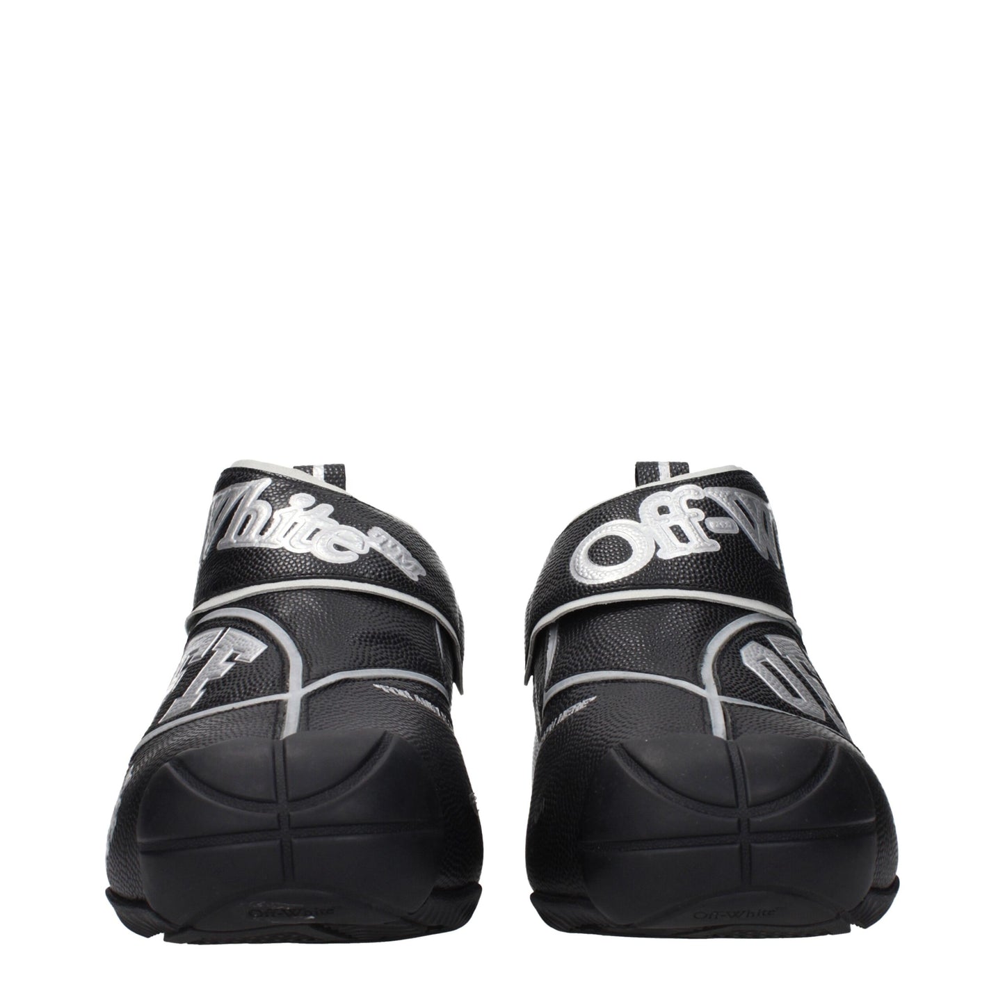Sneakers by Off-White for men in leather black & white presents a impeccable silhouette as Men's High Top Leather Sneakers, expertly defined by a impeccable high-top style for a impeccable, high-fashion look.