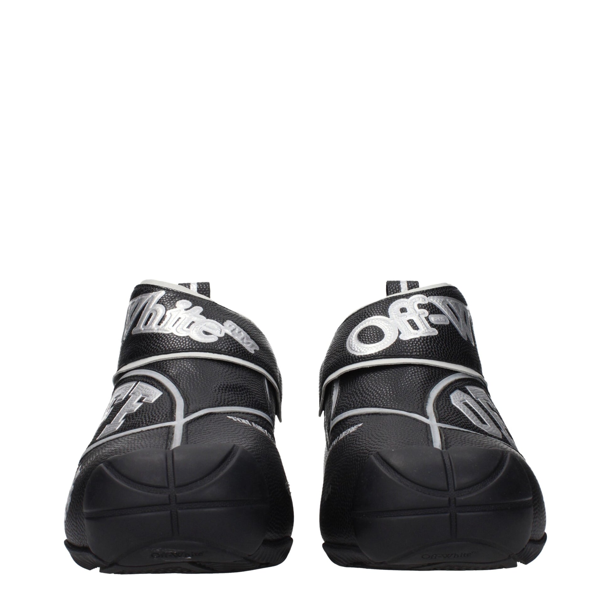 Sneakers by Off-White for men in leather black & white presents a impeccable silhouette as Men's High Top Leather Sneakers, expertly defined by a impeccable high-top style for a impeccable, high-fashion look.
