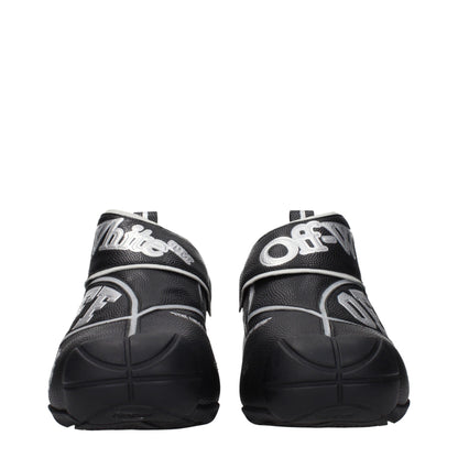 Sneakers by Off-White for men in leather black & white presents a impeccable silhouette as Men's High Top Leather Sneakers, expertly defined by a impeccable high-top style for a impeccable, high-fashion look.