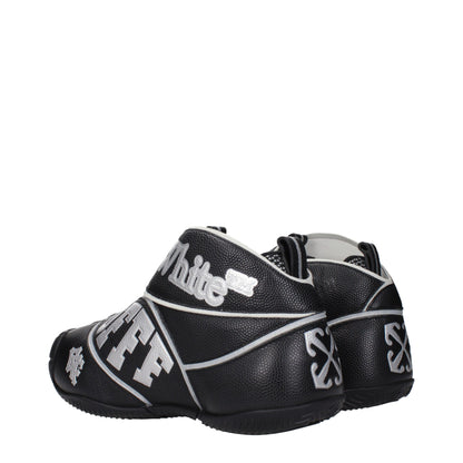 Sneakers by Off-White for men in leather black & white presents a on trend silhouette from the Men's High Top Leather Sneakers collection, showcasing a on trend high-top style for an elevated aesthetic.
