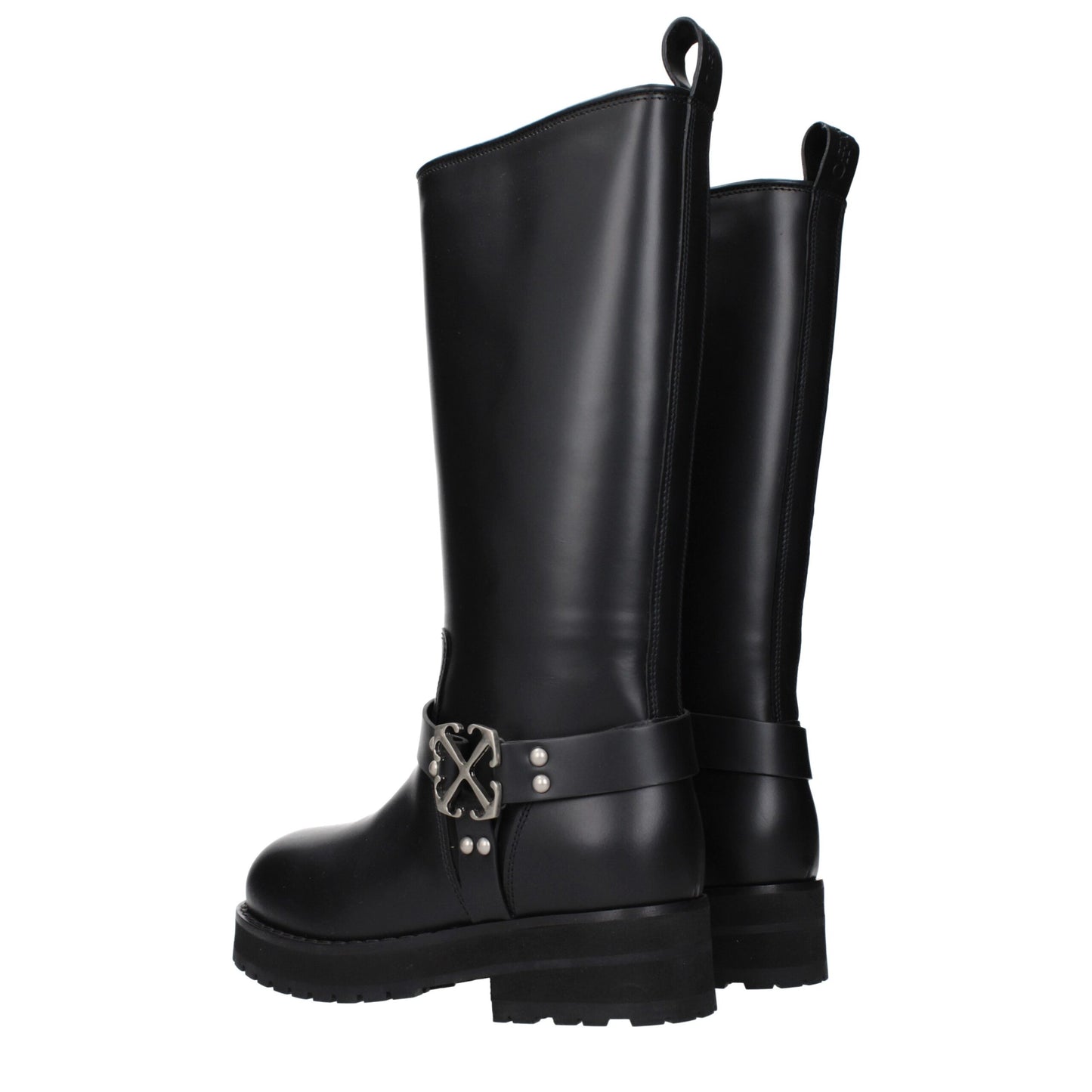 Flat Boots by Off-White for women in leather black & white features an enchanting design from the Women's Leather Flat Boots collection, highlighting a enchanting flat and for a refined look.