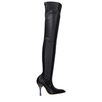 Over-The-Knee Boots by Off-White for women in leather black & white features an high-performance silhouette, showcasing the sophisticated design of the Women's Leather Over-The-Knee Boots with a and a refined .