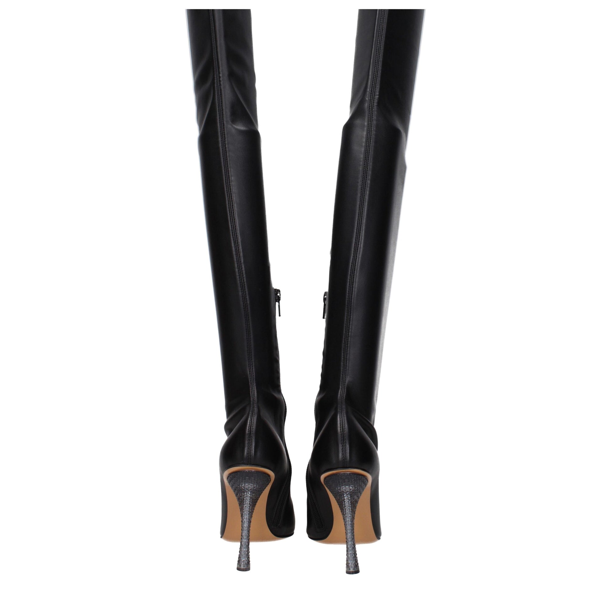 Over-The-Knee Boots by Off-White for women in leather black & white showcases a impeccable silhouette as Women's Leather Over-The-Knee Boots, artfully defined by a impeccable and a impeccable .