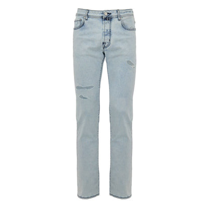 Jeans by Jacob Cohen for men in stretch denim cotton azzurro features an sophisticated and skinny, regular-fit & slim with a precise , creating a sophisticated and sophisticated silhouette.