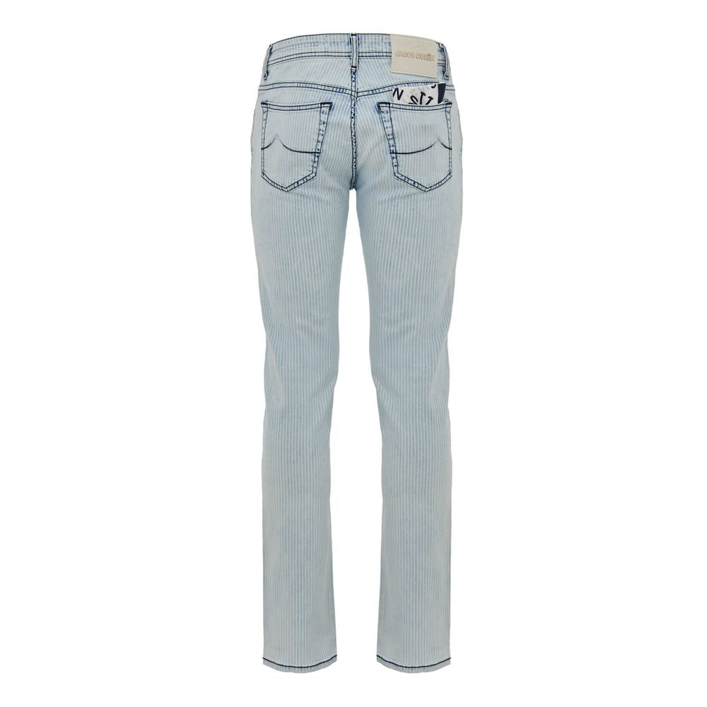 Jeans by Jacob Cohen for men in stretch denim cotton azzurro presents a tailored silhouette, showcasing a tailored skinny, regular-fit & slim and cut with a refined for a truly tailored aesthetic.