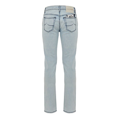 Jeans by Jacob Cohen for men in stretch denim cotton azzurro presents a tailored silhouette, showcasing a tailored skinny, regular-fit & slim and cut with a refined for a truly tailored aesthetic.