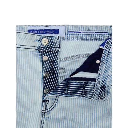 Jeans by Jacob Cohen for men in stretch denim cotton azzurro features an sartorial skinny, regular-fit & slim and with a cut for a sartorial finish.