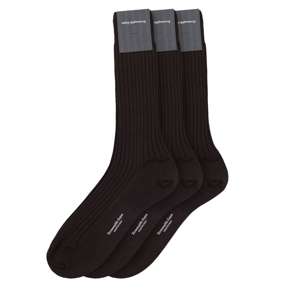 Socks by ZEGNA for men in merino wool brown features a snug silhouette, artfully capturing the essence of the snug Men's Merino Wool Socks design for a sophisticated look.