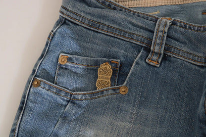 John Galliano Blue Washed Mid Waist Skinny Casual Denim Pants
