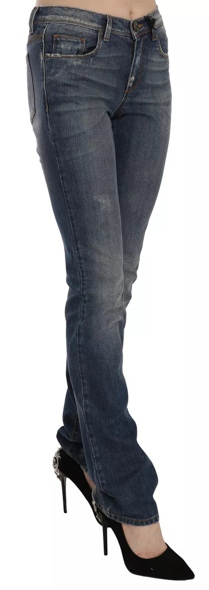 Ermanno Scervino Blue Washed Boot Cut Casual Denim Pants Jeans