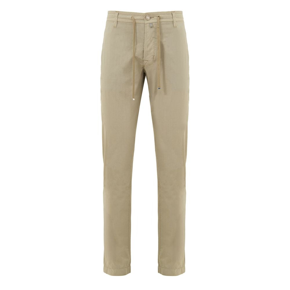 Trousers by Jacob Cohen for men in stretch polyamide cotton beige features an sartorial silhouette, showcasing a precise relaxed-fit and long with a sartorial for a refined look.