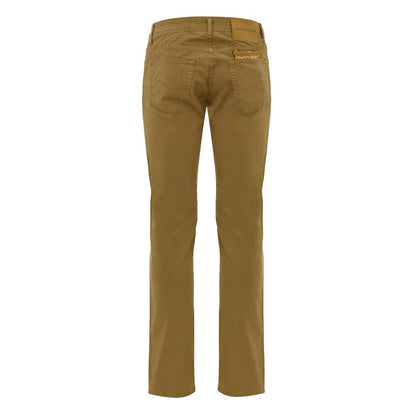 Trousers by Jacob Cohen for men in stretch cotton yellow features a artisanal silhouette, showcasing a sophisticated skinny & slim with a long and for a artisanal finish.