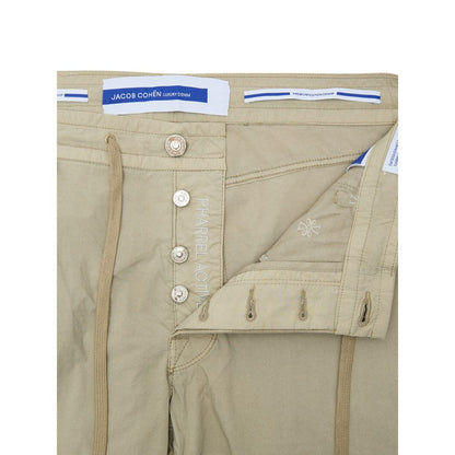 Trousers by Jacob Cohen for men in stretch polyamide cotton beige features an sartorial silhouette, showcasing a precise relaxed-fit and long with a sartorial for a refined look.