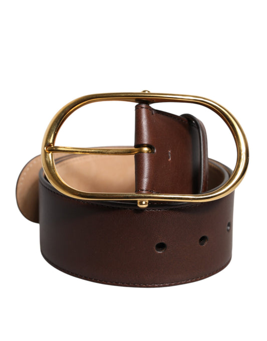 Dolce & Gabbana Brass & Calf Leather Belt - Brown