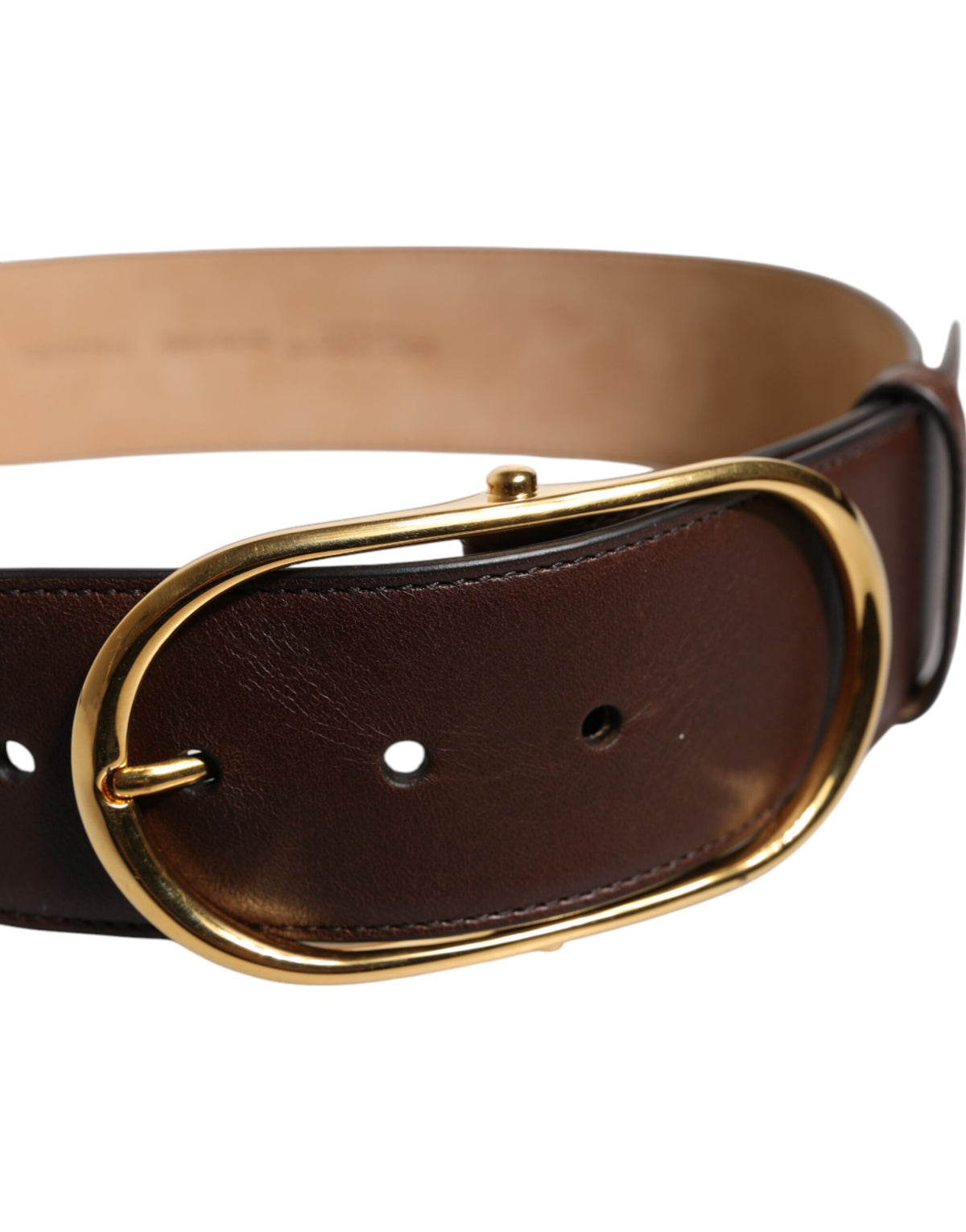 Dolce & Gabbana Brass & Calf Leather Belt - Brown