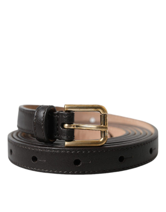Belt by Dolce & Gabbana for women in calf leather black & gold features a artisanal-chic design, artfully capturing the essence of the Calf Leather Belt with a artisanal-chic finish.