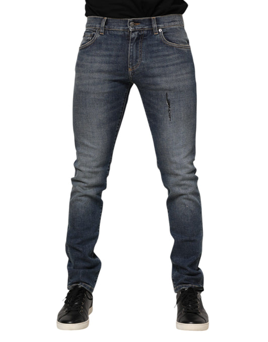 Jeans by Dolce & Gabbana for men in stretch denim cotton blue features an sophisticated and skinny & regular-fit with a precise , creating a sophisticated and sophisticated silhouette.