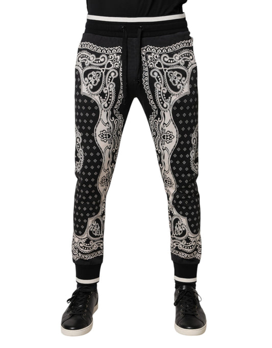 Dolce & Gabbana Men's Athletic Regular Fit Cotton Jogger Sweatpants - Black White Print