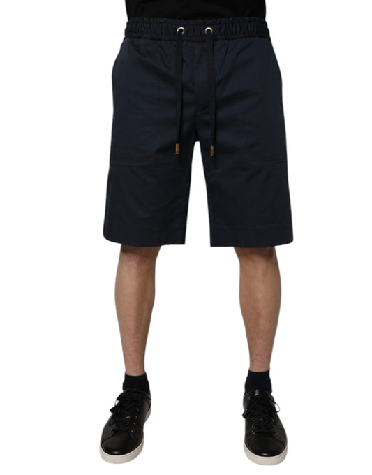 Bermuda Shorts by Dolce & Gabbana for men in stretch cotton navy features an tailored silhouette, showcasing a tailored relaxed-fit & regular-fit with a short and for a sophisticated look.