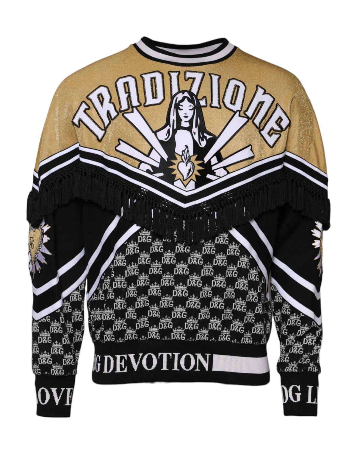 Dolce & Gabbana Devotion Men's Regular Fit Crew Neck Stretch Poly Cotton Activewear Sweatshirt - Multicolor Signature