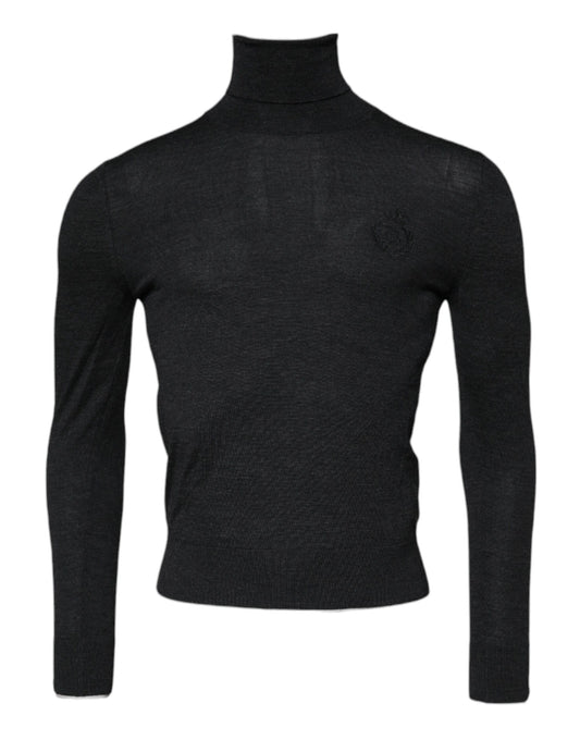 Sweater by Dolce & Gabbana for men in virgin wool black features an polished silhouette, showcasing refined and a sophisticated turtle neckline for a truly polished finish.