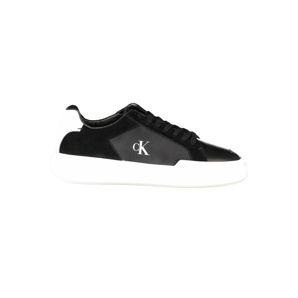 Athletic Sneakers by Calvin Klein for men in polyester polyethylene leather black & white presents a sleek silhouette, perfectly capturing the athletic style essence of Aren Men's Athletic Polyester Polyethylene Leather Sneakers with its sleek design and premium finish.