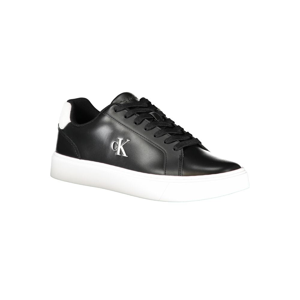 Athletic Sneakers by Calvin Klein for men in polyester polyethylene leather black & white features an architectural silhouette from the Essence Men's Athletic Polyester Polyethylene Leather Sneakers collection, showcasing a architectural athletic style for a architectural look.