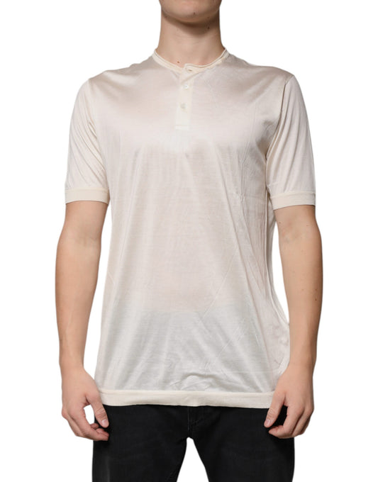 T-Shirt by Dolce & Gabbana for men in denim & silk white features an edgy silhouette, meticulously detailed with a sophisticated short-sleeve and for a truly edgy finish.