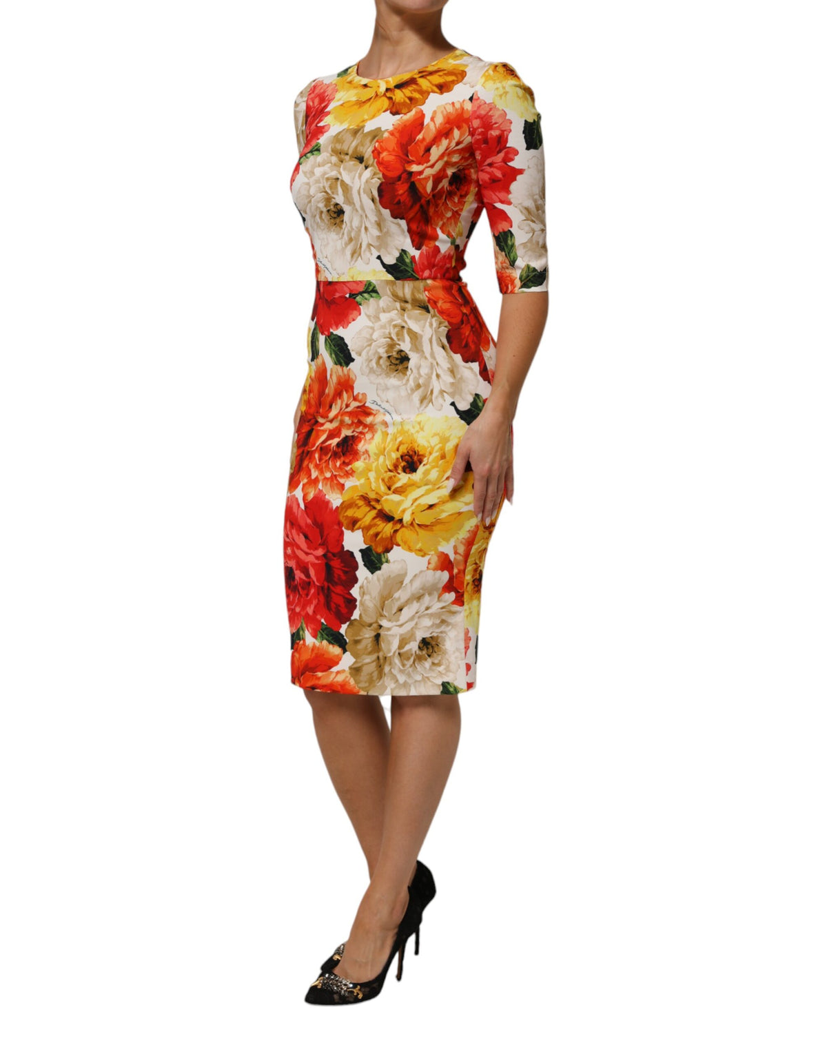 Dolce & Gabbana Women's Sheath Short-Sleeve Viscose Silk Short Dress - Multicolor Patterned Floral Print