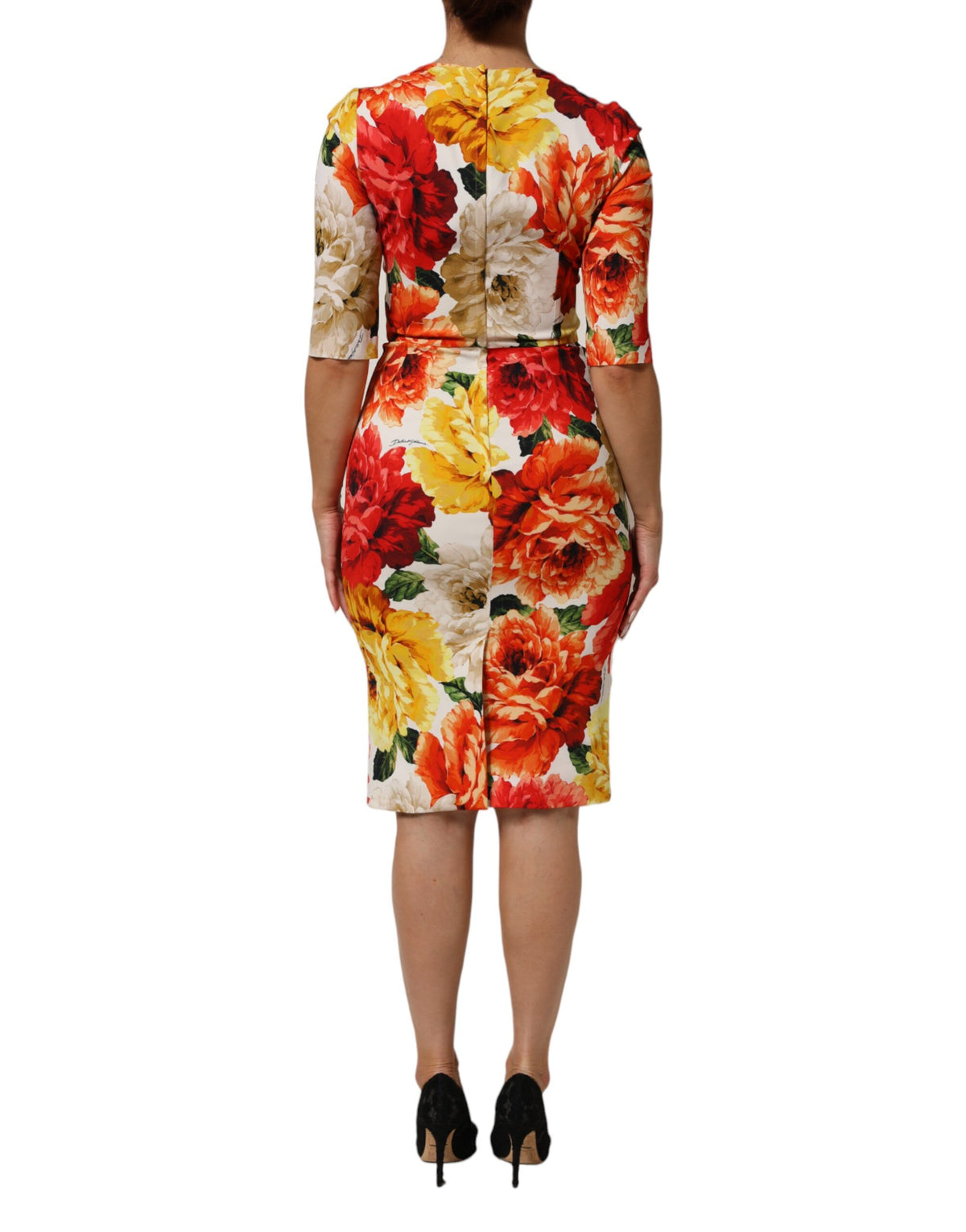 Dolce & Gabbana Women's Sheath Short-Sleeve Viscose Silk Short Dress - Multicolor Patterned Floral Print