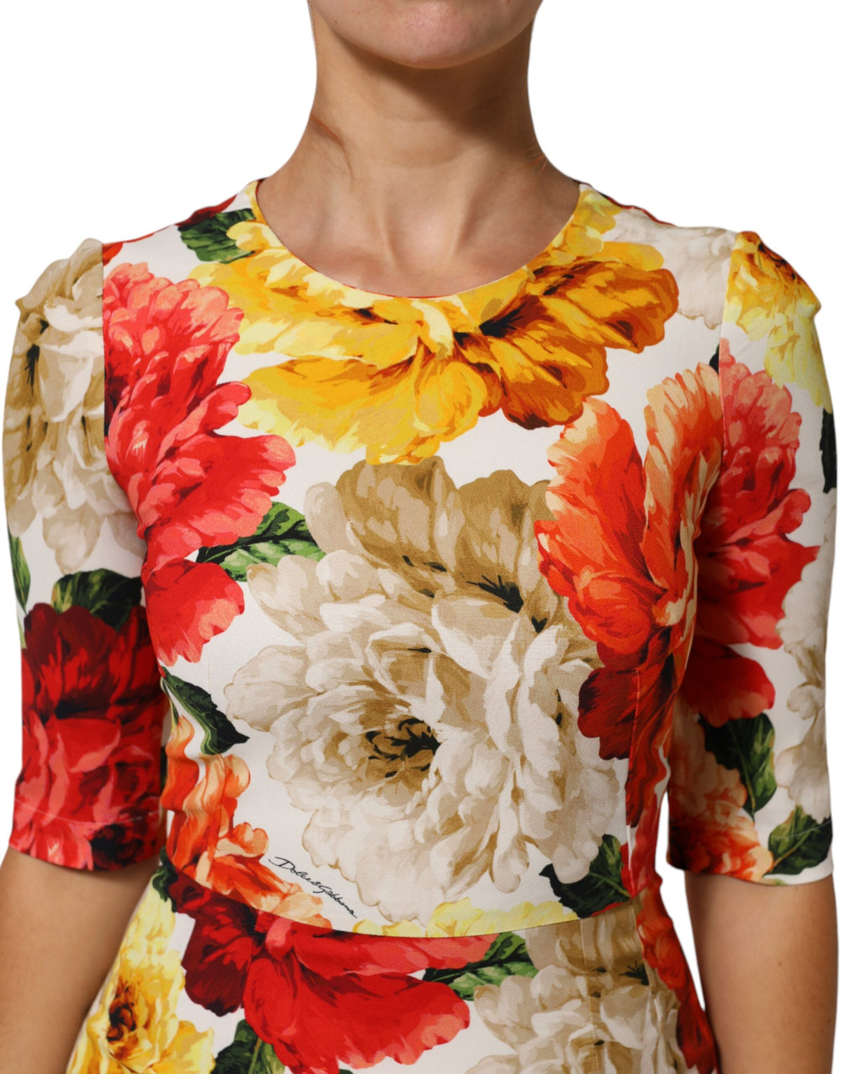 Dolce & Gabbana Women's Sheath Short-Sleeve Viscose Silk Short Dress - Multicolor Patterned Floral Print