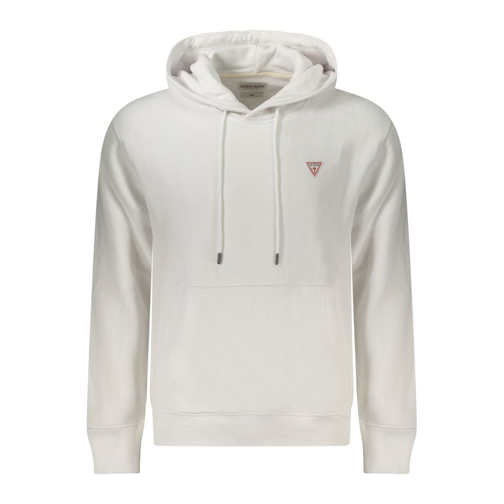 Hooded Sweatshirt Hoodie by Guess Jeans for men in organic cotton white features a authentic silhouette, showcasing a sophisticated hooded neckline and authentic long-sleeve detail for a refined finish.