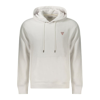 Hooded Sweatshirt Hoodie by Guess Jeans for men in organic cotton white features a authentic silhouette, showcasing a sophisticated hooded neckline and authentic long-sleeve detail for a refined finish.