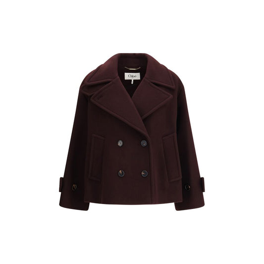 Overcoat by Chloé for women in capra leather & wool horn features a cosy chic silhouette, artfully detailed with a sophisticated and premium pockets for a cosy chic finish.