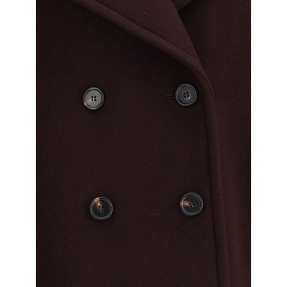 Overcoat by Chloé for women in capra leather & wool horn features an satoral silhouette, showcasing a sophisticated and satoral pockets for a premium, timeless look.