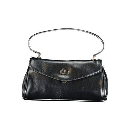 This Evening Handbag by Twinset for women in polyethylene and black presents a sculptural silhouette featuring a secure snap, ample built-in-compartments & external-pockets, and versatile shoulder-strap, handle, adjustable-strap & detachable-strap for a sculptural finish.