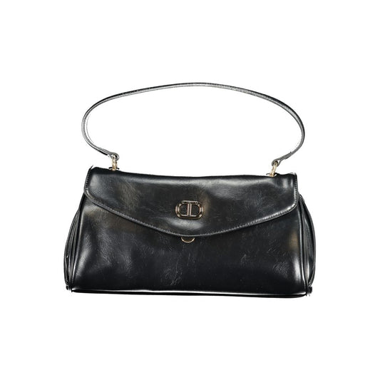 This Evening Handbag by Twinset for women in polyethylene and black presents a sculptural silhouette featuring a secure snap, ample built-in-compartments & external-pockets, and versatile shoulder-strap, handle, adjustable-strap & detachable-strap for a sculptural finish.